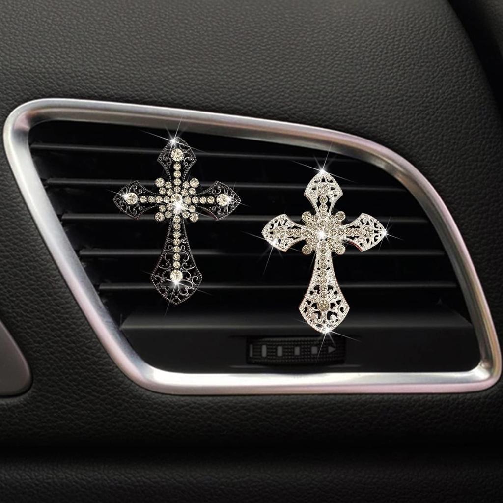 Bling Rhinestone Air Vent Clip with Car Freshener & Decoration,Cute Dash Decor Accessory