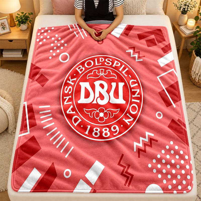 Flannel BlanketDenmark Football Warm Soft Throw Blanket for Indoor Sofa Bed Living Room Use