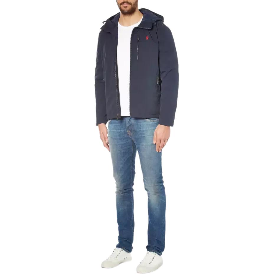 Polo Ralph Lauren FW24 Pony Logo Embroidered Zip-Up Hooded Long Sleeve Down Jacket Men outerwear Navy-Blue MNPOOTW16021476-410