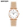 Sanda Trendy Diamond Roman Numeral Couple Watches - Steel Band, Waterproof Women's Wristwatch