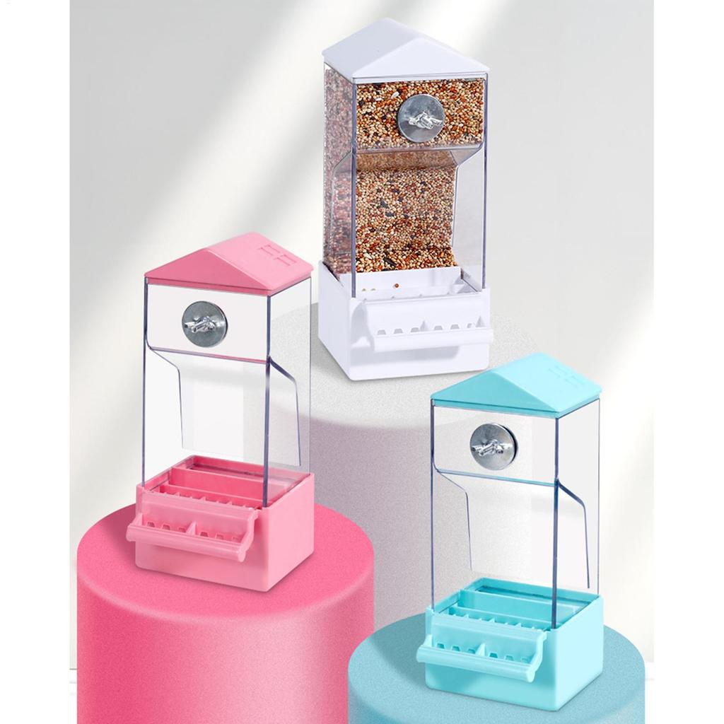 Vogel Futterspender für Käfig Auto Papageien Futterspender für Käfig Außen Transparent Anti-Spritz Vögel Futterbehälter für Kanarienvogel Sittich