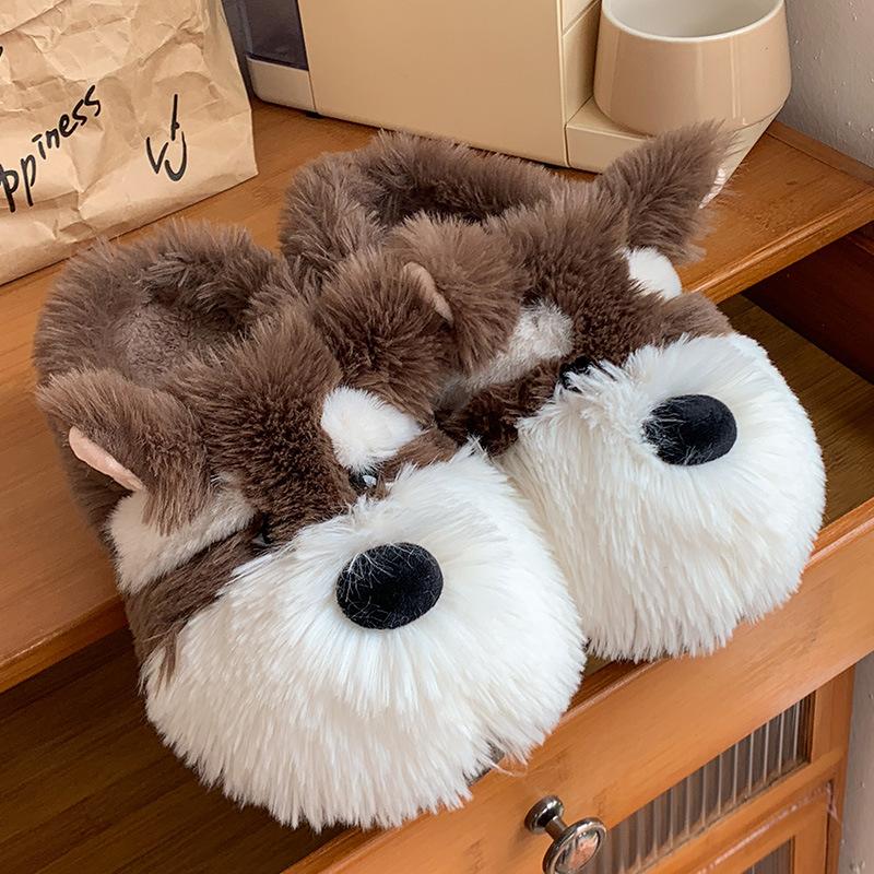Scribbled Puppy Snow Cotton Slippers 2025 New Thick Bottom Home Indoor Warm Mao Mao Cotton Slippers