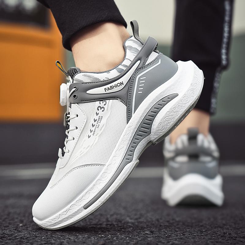 Men's Breathable Casual Sports Shoes Four Season New Rotating Shoelaces Outdoor Running Shoes Student Sneakers Youth Trendy