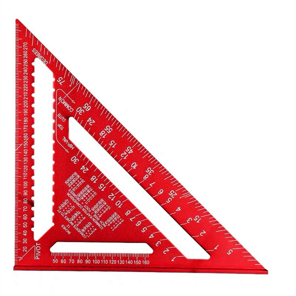 7/12inch Metric Aluminum Alloy Triangle Angle Ruler Protractor Woodworking Measurement Tool 30cm Quick Read Square Layout Gauge