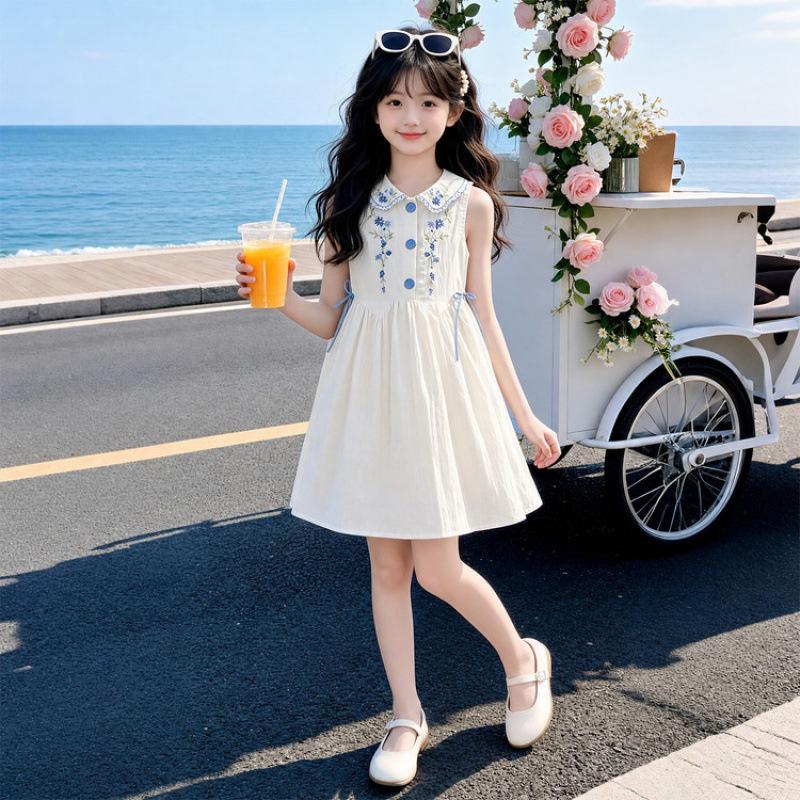 2026 Girls  Summer Princess Dress - High-End Academy & Korean Style Skirt 140 cm