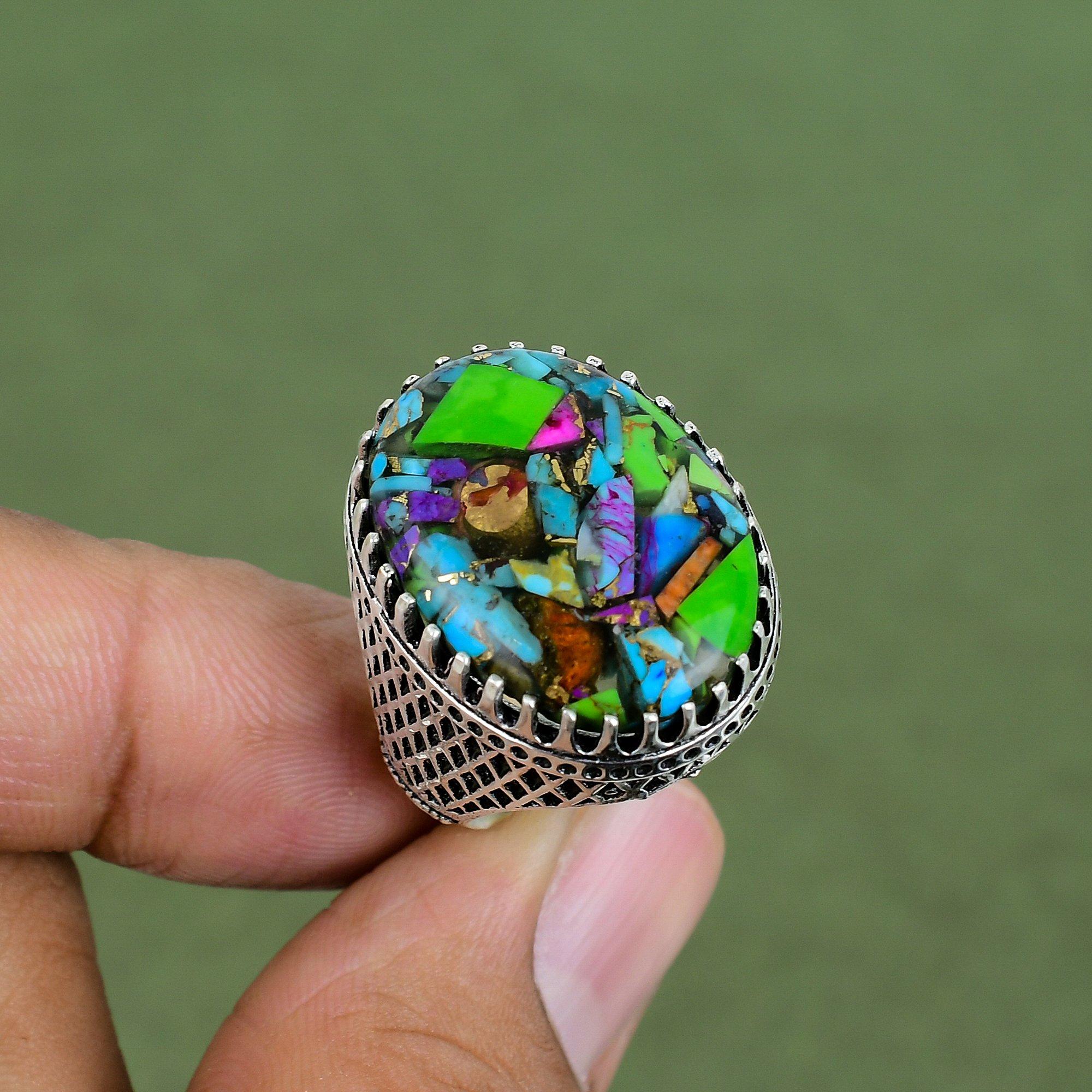 

Fiesta Kingman Turquoise Ring 925 Sterling Silver Ring Handmade Designer Jewelry Multi Copper Turquoise Gemstone Ring Available In Ring Size 6 US