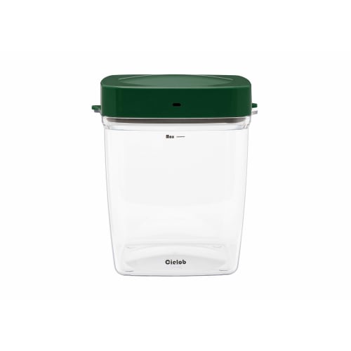 Cielob Automatic Vacuum Canister, Square, Food Storage Container (2.5L, Green)
