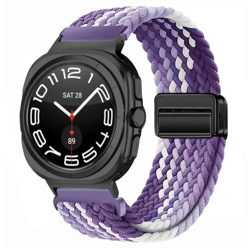 Gevlochten Nylon Lusband Voor Samsung Galaxy Watch Ultra 47mm Magnetische Armband Polsband voor Galaxy Watch 8 Ultra 2026 47mm Band
