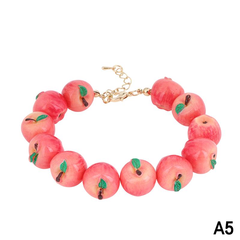 Resin Simulation Fruit Bracelet Beaded Dopamine Beads Bracelet Fruit Summer Jewelry For Women Girls Daily Wear