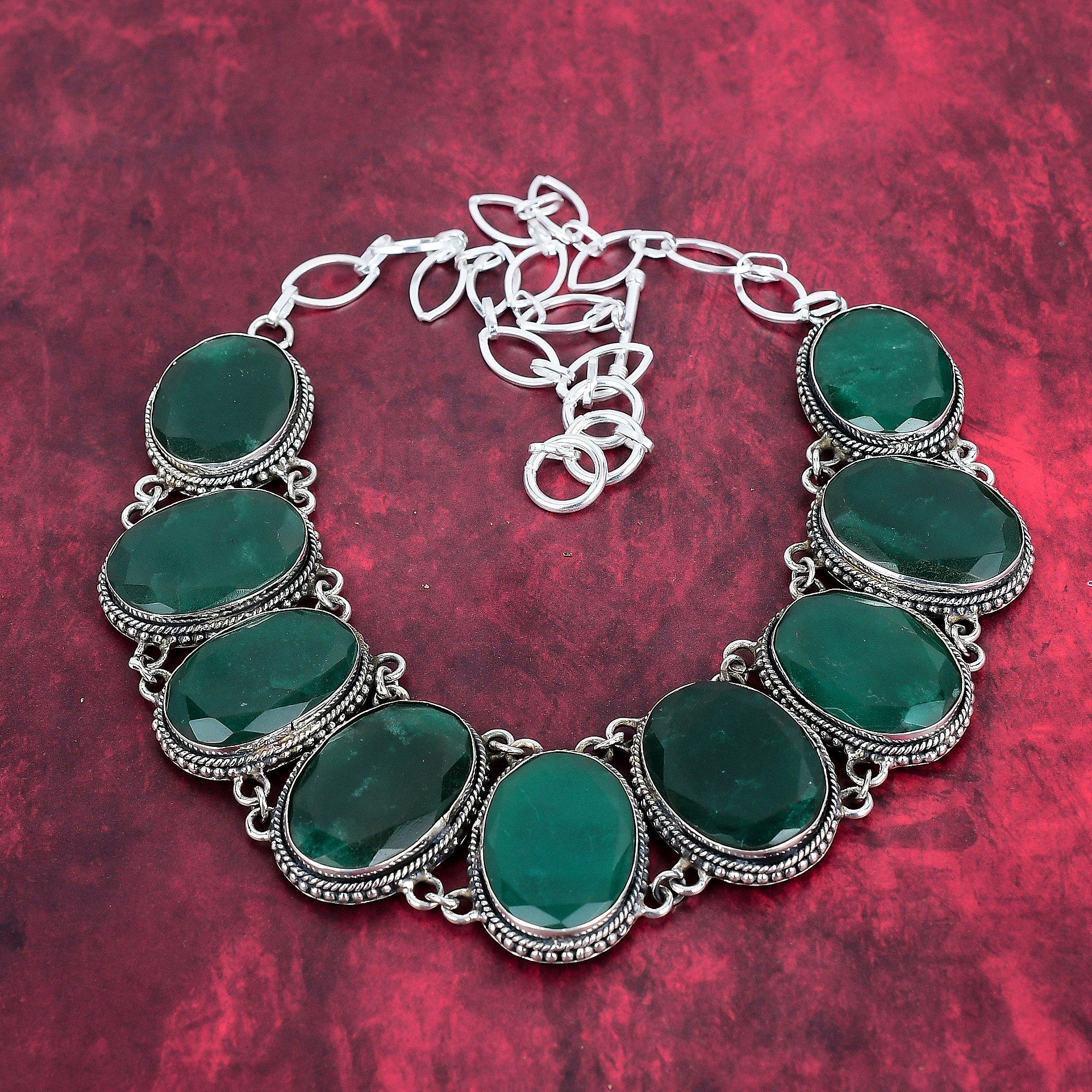 

Ювелирные изделия из замбийского изумруда, ожерелье из стерлингового серебра 925 пробы, регулируемая цепочка ручной работы, ожерелье, ювелирные изделия из драгоценных камней, подарки для жены, новое ожерелье Adjustable with 18 inches зелёный