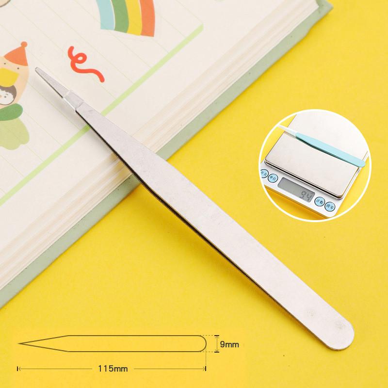 Stainless Steel Colorful Straight Curved Tweezers Pink Blue Purple DIY 1.0mm Eyelash Tweezers Nail Art Rhinestones Picking Tool
