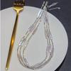 S911 Sterling Silver Broken Silver Natural Freshwater Pearl Gypsy Necklace Women's Summer Niche Light Luxury High-end Sense Collarbone Chain
