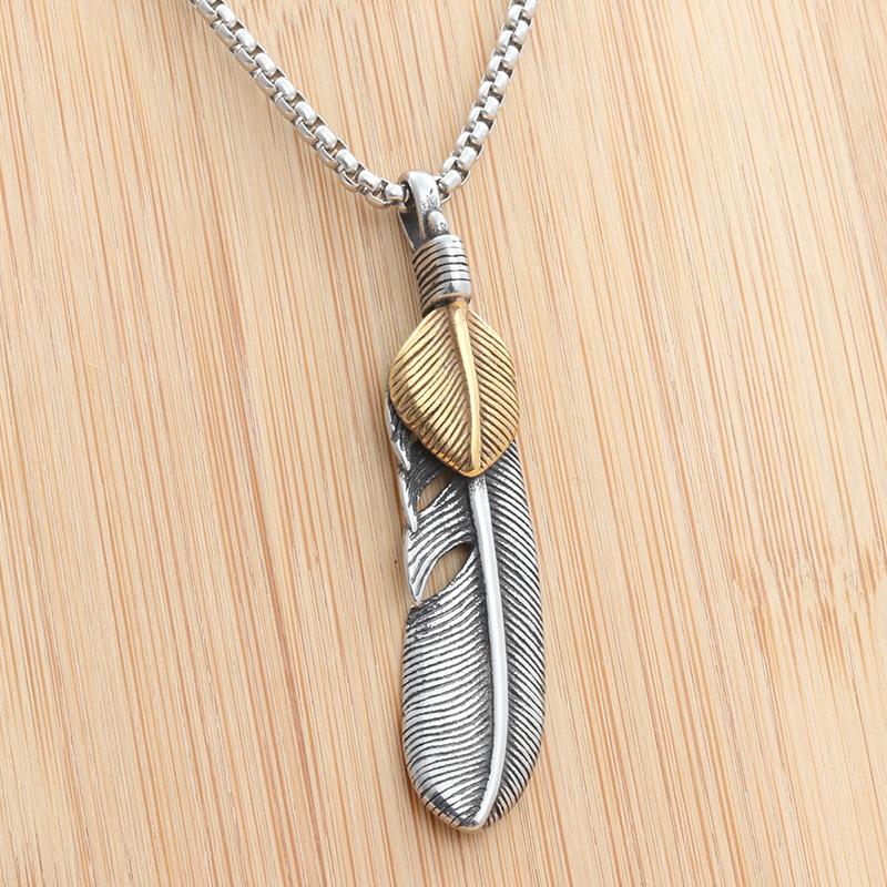 European and American Animal Eagle Feather Pendant Personalized Punk Retro Trendy Men Feather Pendant