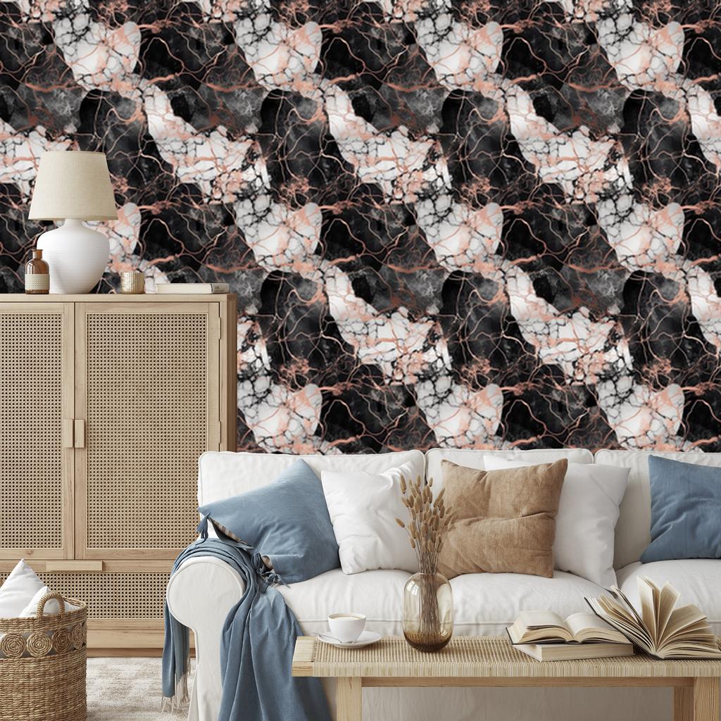 Graphite and Burgundy Marble Wallpaper for Living Room and Bedroom 50x1000
