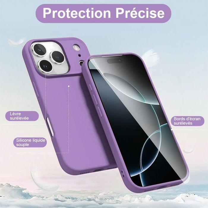 Coque avec Cordon - BOOLING - pour iPhone 17 Pro - Silicone Liquide Souple Violet