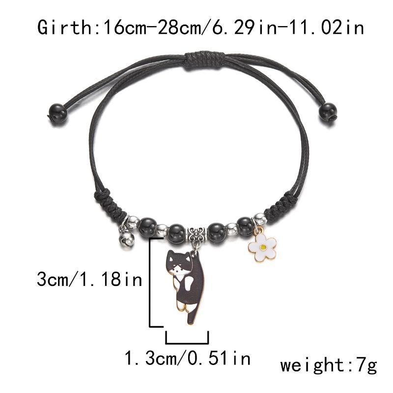 Creative Colorful String Cat Bracelet Woven Glass Handmade Bead Bracelet Hand Rope Jewelry Accessories Cartoon Hand Ring Women