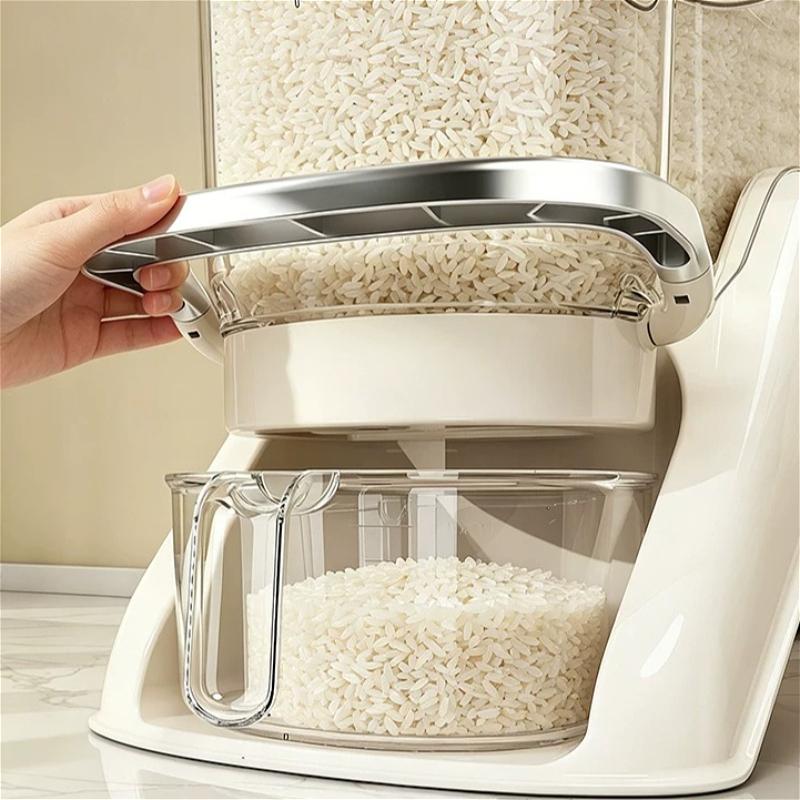 2026 New Press‑Type Rice Bucket, Household Insect‑Proof Moisture‑Proof Airtight Rice Container, Narrow Gap Grain Storage Box Kitchen Food Organizer