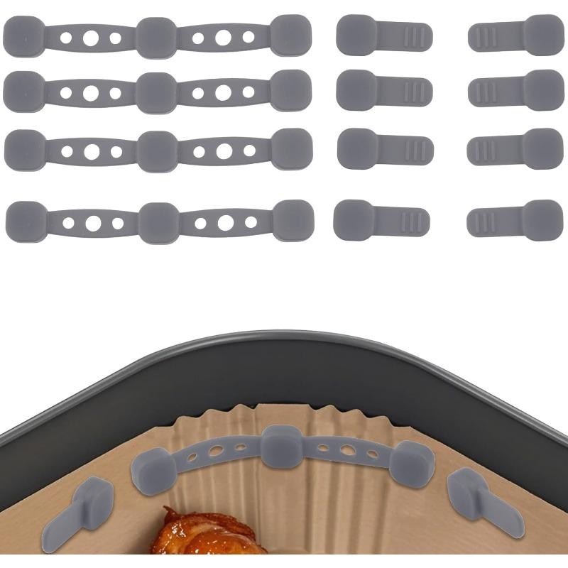 4Pcs Air Fryer Silicone Magnets Buckles Heat Resistant Fix Parchment Paper Liner Avoid Burning Universal for All Air Fryers Reusable Kitchen Gadgets