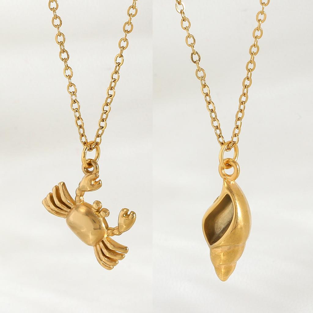 MHS.SUN Seestern Muschel Muschel Anhänger Halsketten Für Frauen Männer Edelstahl Trendige Kette Choker Strandparty Schmuck Sommer