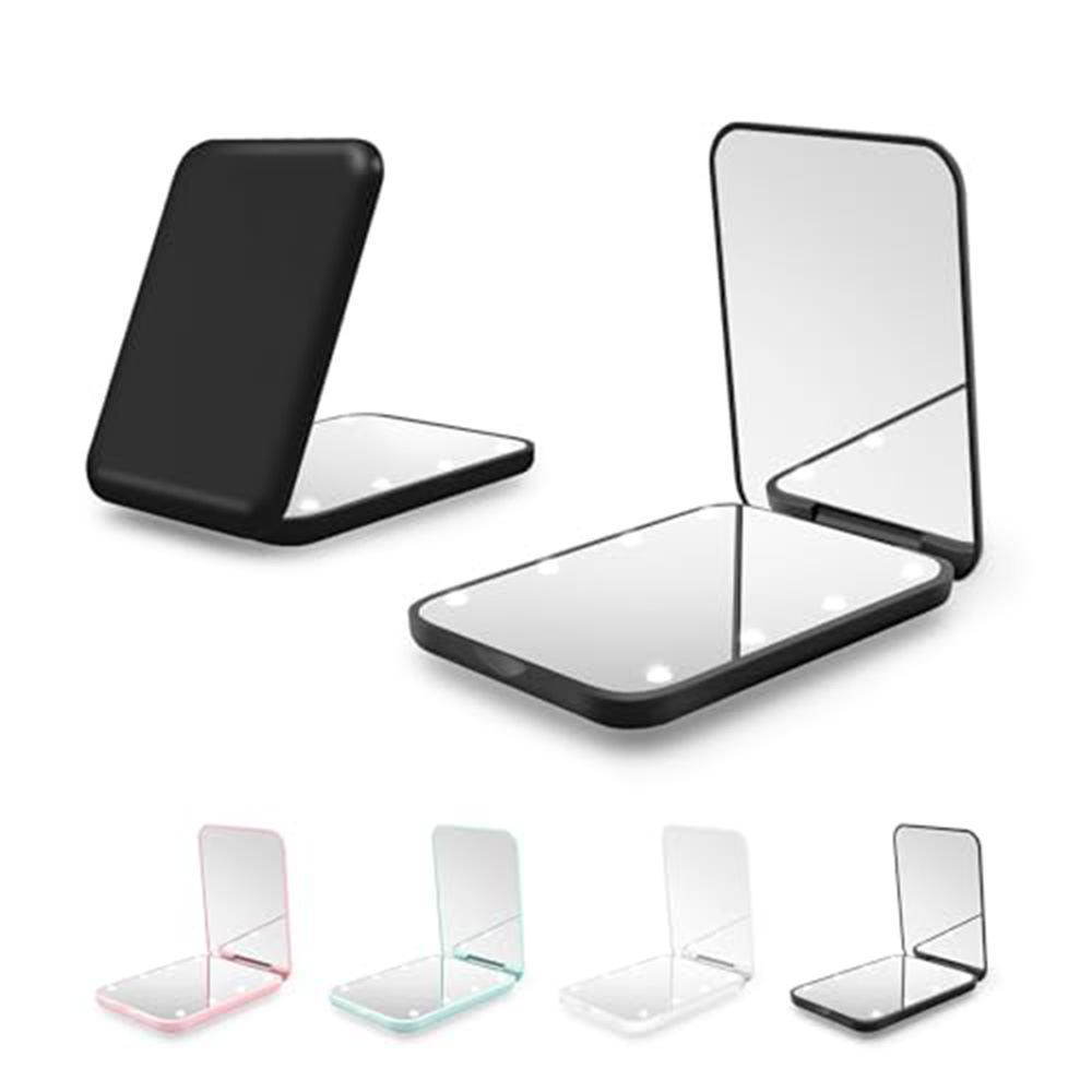 Mini Compact Led Makeup Mirror With Light 3X Magnifying Small Pocket Portable Travel Pink Black Foldable Cosmetic Vanity Mirrors