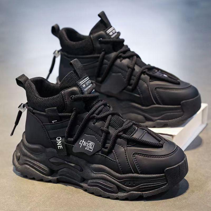 High-top winter new niche original sports and leisure thick-soled heightening leather Daddy trendy shoes