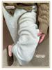 Women's Off-White Plush Wool High-Waist Wide-Leg Pants - Autumn/Winter Collection