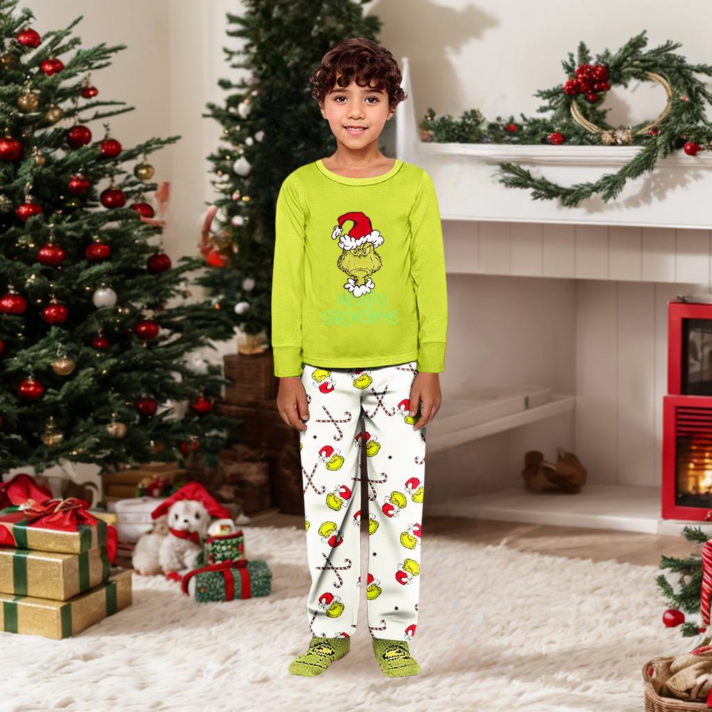 Parent-child Christmas Print Home Suit Long-sleeved Top And Pants