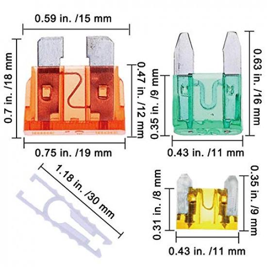 Winlyn 272Pcs - Car Blade Fuses Assortment Kit, Automotive Fuses - Standard & Mini & Low Profile Mini (2A/ 5A/ 10A/ 15A/ 20A/ 25A/ 30A/ 35A), Car