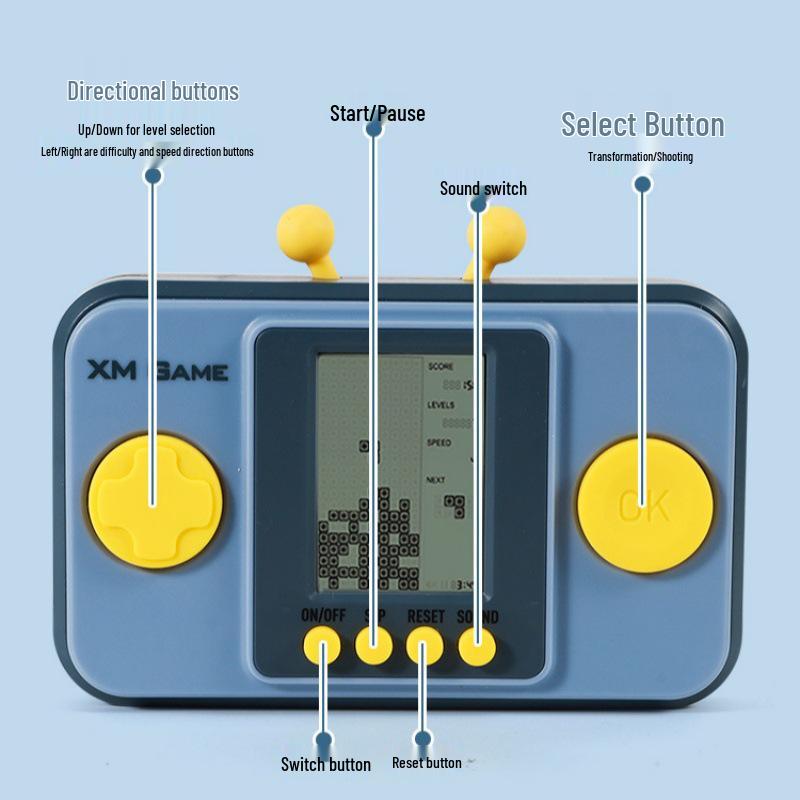 Tetris Mini Retro Handheld Console - Color Box Slightly Damaged, Nostalgic Stress Relief Toy for Students