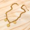 French Baroque Pearl & Gold Coin Stainless Steel Necklace for Women - High-End Feel, Retro Light Luxury Design