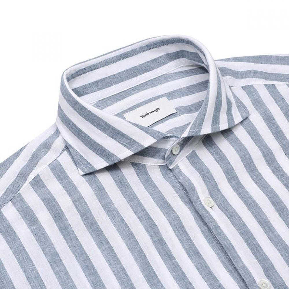 VANBROUGH Luxury Linen Stretch Stripe Classic Shirt  Bossg1051 Bu 