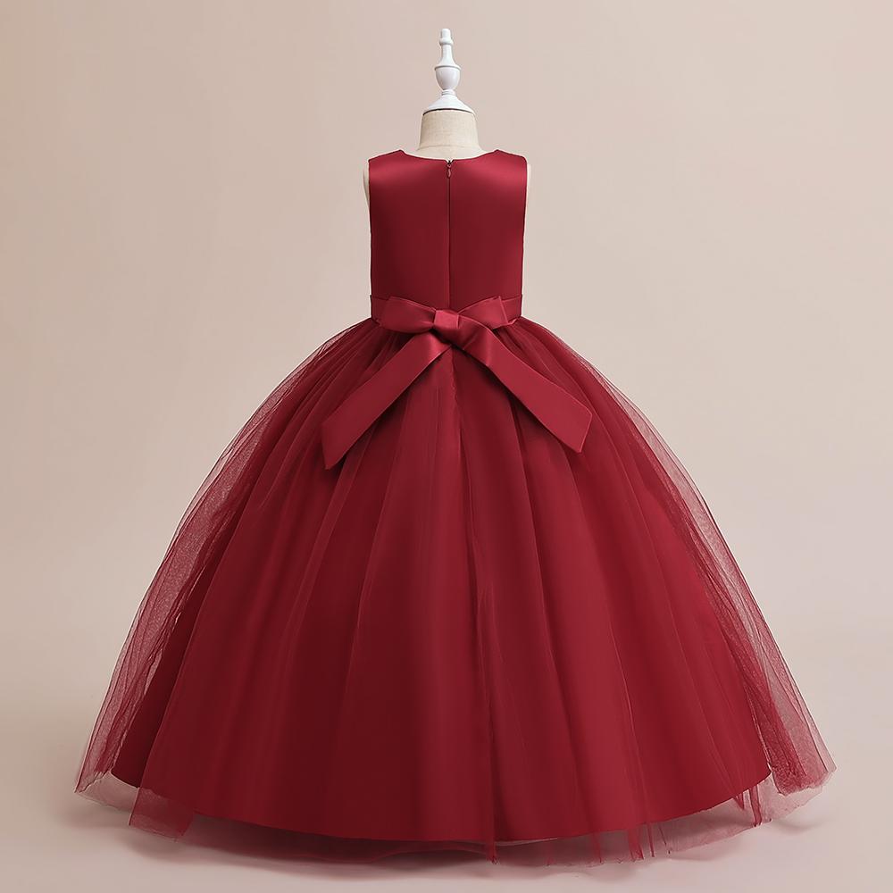 Formální letní večerní večírek Princeznovské šaty pro dívku Mašli Družička šaty Souboj Krajkové Dívčí šaty Svatební Kostým