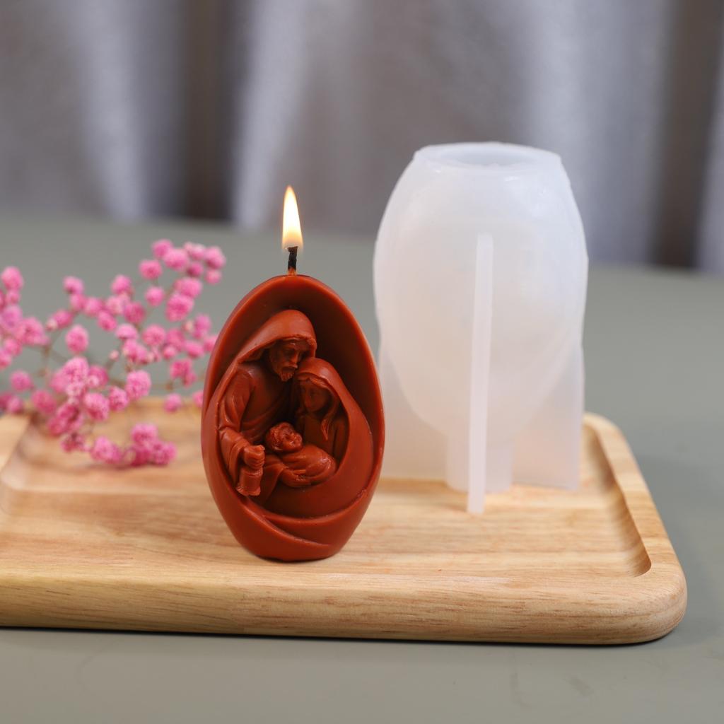 Jesus and The Virgin Family Silicone Candle Mold New Diy Aromatherapy Candle Making Supplies Home Decoration Plaster Resin Molds