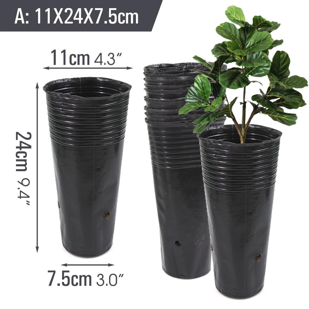 

2 размера 10-100 шт. Высокие круглые горшки для деревьев Садовые растения Выращивание Посадочная емкость с дренажными отверстиями Пластиковые глубокие рассадные контейнеры 10pcs