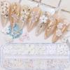 60pcs 3D Nail Art Set: Cheese White Flowers & Iridescent Ice Crystal Bears
