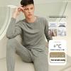 Set di Biancheria Intima Calda Foderata in Pile per Coppia: Calzamaglia Extra Spessa e Maglie a Manica Lunga in Cotone e Lana per Autunno e Inverno.