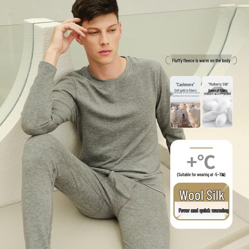 Set di Biancheria Intima Calda Foderata in Pile per Coppia: Calzamaglia Extra Spessa e Maglie a Manica Lunga in Cotone e Lana per Autunno e Inverno.
