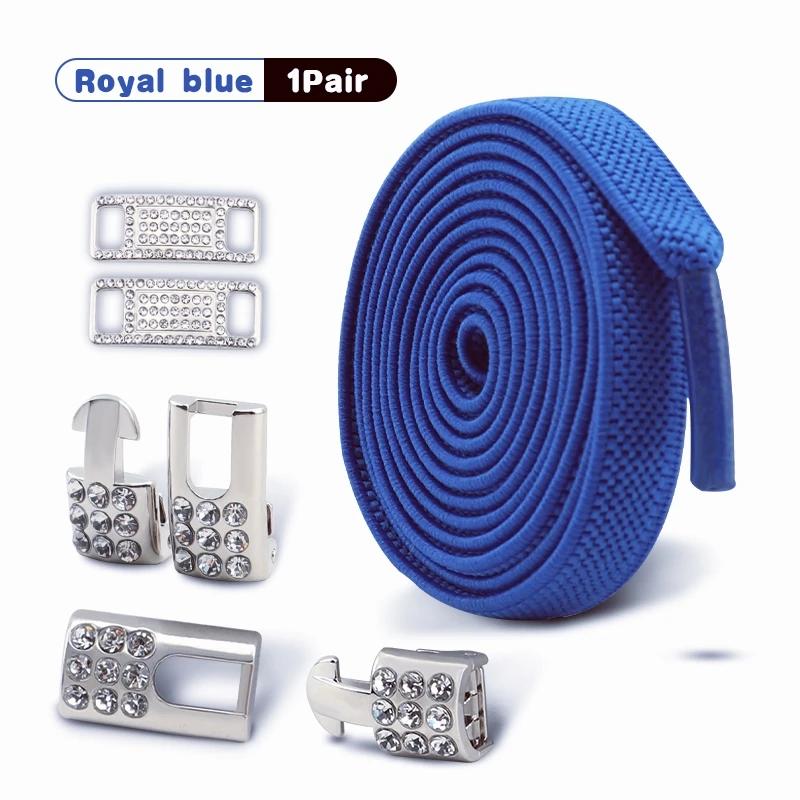 No Tie Shoe Laces Elastic Laces Silver Diamond Buckle Sneakers Tennis Shoelaces Without Ties Flat Shoelace for Shoes Accessories