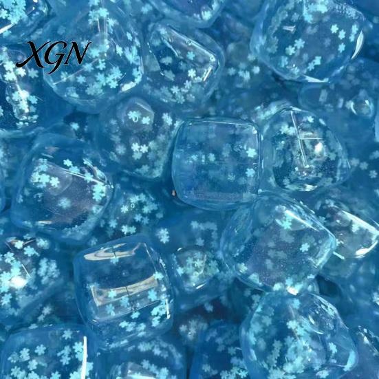 Clear Cube Toy Squeeze with Glitter Snowflake Anxiety Relief Stress Portable Reducer Sensory Soft Stretchy Ice Pinch Party