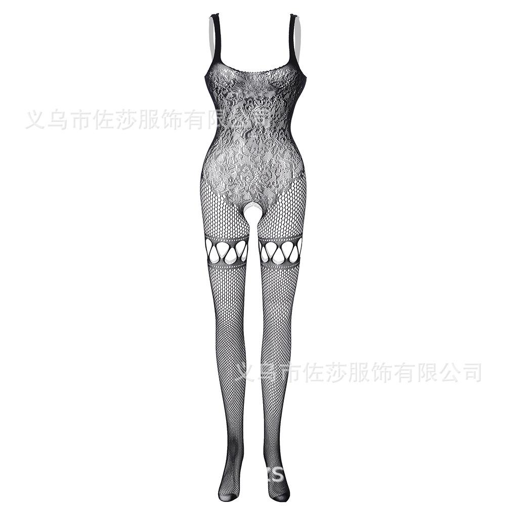 Sexy underwear Sexy see-through socks Women's open crotch suspenders Hollow fishing nets Temptation jumpsuit