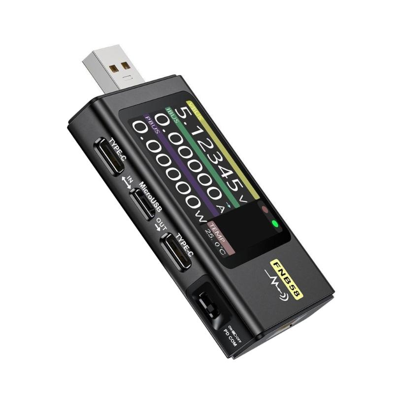 FNB58 USB Voltmeter Amperemeter Schnelllade-Tester Tragbares Stromspannungsmessgerät mit 2,0-Zoll-LCD-Display