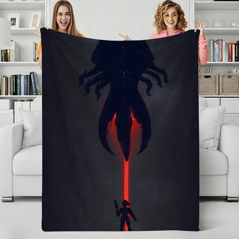 Game M-Mass Effect Throw Flannel Blanket Perfect for Sofa Office Bed Travel Sleep Read Relax Camping Four Season Use