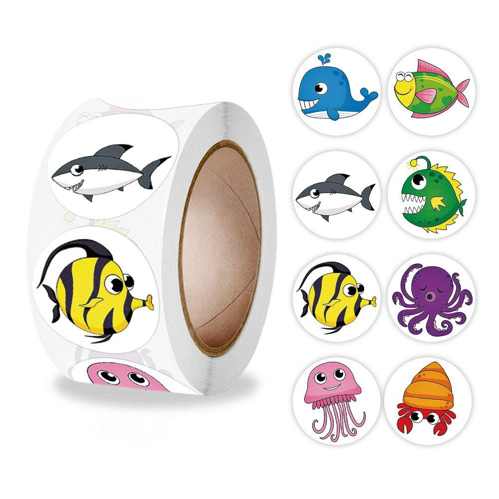 500Pcs/Roll Cartoon Animals Reward Stickers 2.5cm/1.0'' Diy Adorn Gifts Decoration Graffiti Game Art Labels Learning Rewards