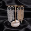 Silver Needle Luxury Zircon Rhinestone Tassel Earrings - Diamond-shaped Niche Studs for High-End Style