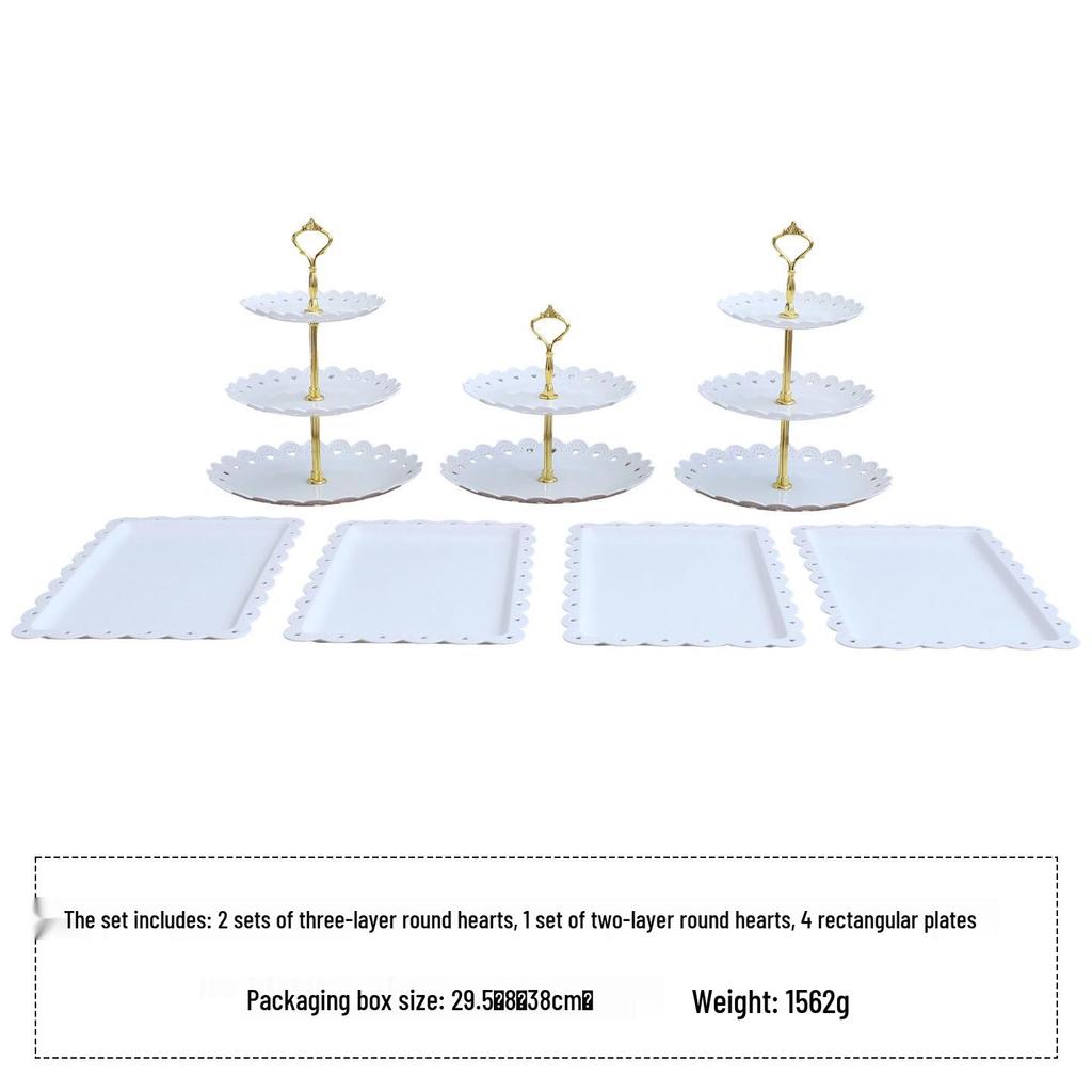 European Three-Tier Dessert Stand: Elegant Fruit Plate and Cake Display for Afternoon Tea