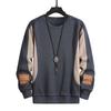 Sweater Men's Spring and Autumn Stitching Long-sleeved Loose Large Size Round Neck Bottoming Shirt Men's Pullover