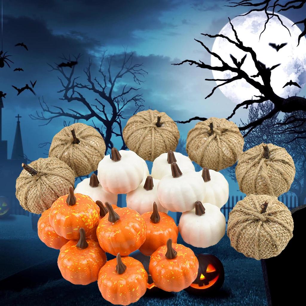22 Pieces of Artificial Foam Pumpkins for Halloween Decorations