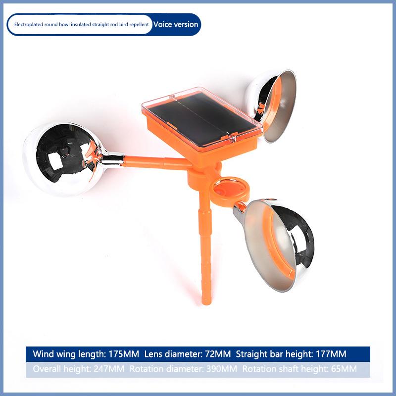 1 Set Waterproof Solar Energy Bird Repelling Device Reflector Farm Orchard Bird Scaring Device 360° Rotating Solar Bird Repeller
