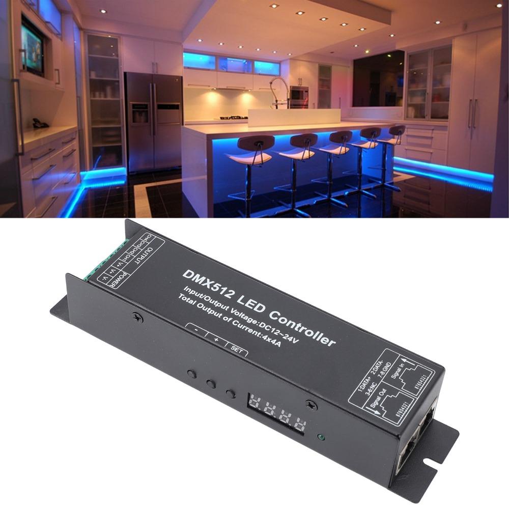4 Channel LED Strip Controller 16A DMX Dimmer Driver Easy DMX512 Decoder Stage Lighting