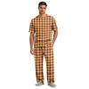 Men's Short Sleeve Pajama Set with Button Fly and Elastic Drawstring Waist for Home Loungewear